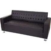 Mendler 3er Sofa Pori, Couch Loungesofa, Kunstleder, Metall-Füße 180cm coffee