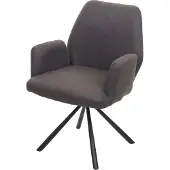 MCW Esszimmerstuhl MCW-H71, Küchenstuhl Lehnstuhl Stuhl, drehbar Auto-Position Stoff/Textil Stahl grau-braun