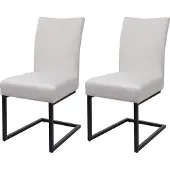 MCW 2er-Set Freischwinger MCW-L15, Besucherstuhl Konferenzstuhl Stuhl, Samt Stahl pulverbeschichtet creme-beige