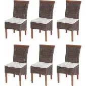 Mendler 6er-Set Esszimmerstuhl Sinio, Stuhl Küchenstuhl, Rattan mit Sitzkissen