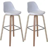 Mendler 2er-Set Barhocker MCW-A89, Barstuhl Tresenhocker mit Lehne Kunstleder, weiß