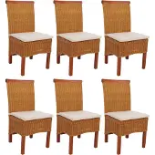 MCW 6er-Set Esszimmerstuhl Var, Korbgeflecht Mit Sitzkissen