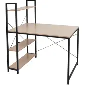 Mendler Schreibtisch mit Regal MCW-K81, Laptoptisch Bürotisch Arbeitstisch, 100x60cm Metall Holz natur
