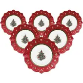 Villeroy & Boch Frühstücksteller "Frühstücksteller Toys Deligth ø 24,5 cm 6er Set rot"