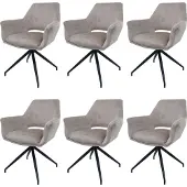 MCW 6er-Set Esszimmerstuhl MCW-M53, Küchenstuhl Stuhl mit Armlehne, drehbar Auto-Position, Metall Stoff MVG taupe
