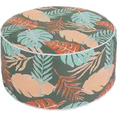 Mendler Sitzhocker MCW-G31, Pouf Sitzkissen Sitzsack Gartenhocker, aufblasbar In-/Outdoor Spun Poly 29x55cm Blatt-Design
