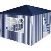 VCM Pavillon | Maße ca. 3x3 m | wasserabweisende 110g / m² PE Plane | Partyzelt | Gartenzelt mit 4 Seitenteile | Blau