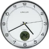 Unilux Wanduhr Tempus, 30cm, ohne Ticken, mit Digitalanzeige für Temperatur