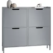 SoBuy Schuhschrank Schuhschrank Schuhschrank 4 Klappen Flurschrank Schuhschrank - Grau, 100x19x90cm, FSR100-HG