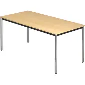Hjh OFFICE PRO DORAN DR16 C - Ahorn 160 x 80 mit Rund-Rohr/Chrom
