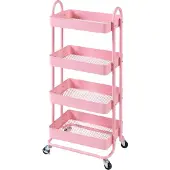 En.casa Küchenrollwagen ’Pyhäntä’ mit 4 Ablagekörben 103,5 x 46 x 35 cm Stahl Rosa