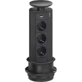 Evoline Steckdosenleiste Port 3x Schukosteckdosen 1x USB-A, C-Charger schwarz