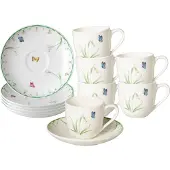 Villeroy & Boch Tasse "Espressotassen mit Untertassen Colourful Spring 100 ml 6er Set bunt", bunt, 6 tlg., Porzellan, Trinkgefäße, Tasse