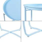 En.casa Tabletttisch ‘Sandefjord’ rund mit einem abnehmbaren Tablett Stahl 53 x 40 cm Himmelblau