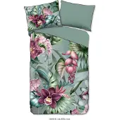 Muller Textil Descanso Bettwäsche mit einer biese und Blumen - 140x200 cm - 100% Bio Baumwolle