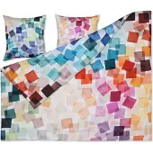Estella Mako Satin Bettwäsche 3 teilig Bettbezug 200 x 220 cm + 2 x Kopfkissenbezug 80 x 80 cm Impulse Puzzle multicolor