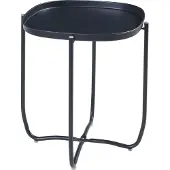 En.casa Tabletttisch ‘Sandefjord’ rechteckig mit einem abnehmbaren Tablett Stahl 53 x 46 x 46 cm Schwarz