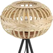 Eglo Stativ Tischlampe Amsfield 1, Tischleuchte aus Metall in Schwarz und Bambus in Natur, Leuchte, Holz Lampe für Wohnzimmer und Schlafzimmer, E27