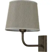 Licht-Erlebnisse Klassische Wandleuchte, echtes Messing, Stoff, Bronze Antik matt, Braun, 200x325x240mm, Handarbeit, Italy