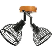 Licht-Erlebnisse Deckenstrahler 2-flammig B: 34 cm klein Metall Holz E14 Deckenlampe Spot Leuchte