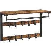 Usorteret Wandgarderobe mit 10 abnehmbaren Haken Regal Rustikal Braun Schwarz Eingangsbereich