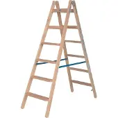 Krause Stehleiter , beidseitig, TRBS 2121-2, mit Eimerhaken, 2 x 7 Stufen/Sprossen, Holz