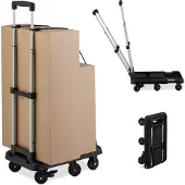 Relaxdays Transportwagen, klappbar, ausziehbar, Teleskopgriff, 4 Lenkrollen, 2 feststellbare Räder, bis 100 kg, schwarz