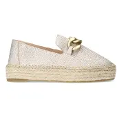 Manfield Goldfarbene Leder-Espadrilles mit Kette | Größe 41