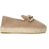 Manfield Taupefarbene Veloursleder-Espadrilles mit Kette | Größe 36