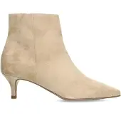 Manfield Beigefarbene Veloursleder-Stiefeletten mit Absatz | Größe 39