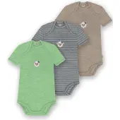 Normani 3er Set Baby Merino Body Kurzarm „Tauranga" - 9299