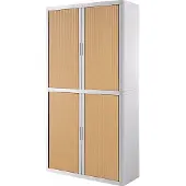 PaperFlow Rollladenschrank easyOffice, 4 Fachböden, Höhe 2040 mm, weiss / Buche