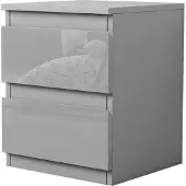 HTI Nachtschrank Kenji Hochglanz Grau