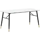 Wohnling Esszimmertisch 160x80x76 cm Esstisch Weiß in Marmor-Optik Modern Küchentisch Groß Speisetisch Rechteckig Tisch Esszimmer mit Metallbeinen