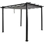 Mendler Aluminium Pergola MCW-N93, Gartenpavillon Pavillon Garten, stabiles 8cm-Gestell Schiebedach UV50+ 3x3m grau