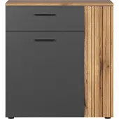 Ebuy24 Wohnen Esteban Kommode, Anthrazit Melamin/ Evoke Oak Melamin, B/H/T: 80/88/36 cm