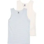 Petit Bateau Unterhemd - 2er-Pack - Weiß/Blau - - 12 Jahre (152) - Unterhemden