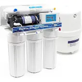 Naturewater NW-RO50-D1 Umkehrosmoseanlage 190 L/Tag, 5-stufiges Trinkwasser Filtrationssystem, Osmose System mit Druckerhöhungspumpe