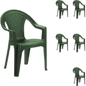Mojawo 6x Stapelstuhl Gartenstuhl Outdoorstuhl Kunststoff Rattan-Optik Grün