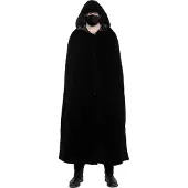 Maskworld Schwarze Stoffmaske mit schwarzem Umhang