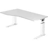 Hjh OFFICE PRO UNDA 18 W - 180 x 100 höhenverstellbar Weiß/Weiß