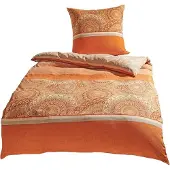 TRAUMSCHLAF Soft-Touch Mikrofaser Bettwäsche Karlsruhe orange 200x220 cm + 2x 80x80 cm