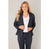 Base Level Jackenblazer "Thea", Damen, Gr. 38, blau (dunkelblau), Web, Obermaterial: 75% Polyamid, 25% Elasthan, unifarben, hüftbedeckend, V-Ausschnitt, Blazer Jackenblazer, mit Stretch