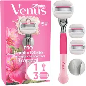 Gillette Venus Pro Comfortglide Sensitive Rasierer Damen, Mettall, Silber