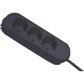 Bachmann SMART Steckdosenleiste 3x Schutzkontakt, geschraubt, schwarz, 3 m