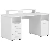 MÖBELPARTNER Niels light Schreibtisch perlweiß rechteckig, Wangen-Gestell weiß 150,0 x 70,0 cm