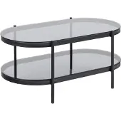 Ebuy24 Bayonne Couchtisch 1 Ablage, Glas rauchfarbenen.