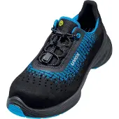 Uvex 1 G2 Sicherheitsschuh S1 Halbschuh Weite 14, Unisex, Erwachsener, Sicherheitsschuhe, Schwarz, Blau, EN, ESD, SRC, Schnürverschluss