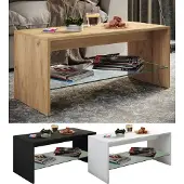 VCM Couchtisch "Holz Sofatisch Couchtisch Glas Wisal", weiß, B:90cm T:40cm, Tische, Couchtisch