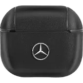 Mercedes Benz, Schutzhülle für Airpods 3 aus stoßfestem Leder, Schwarz